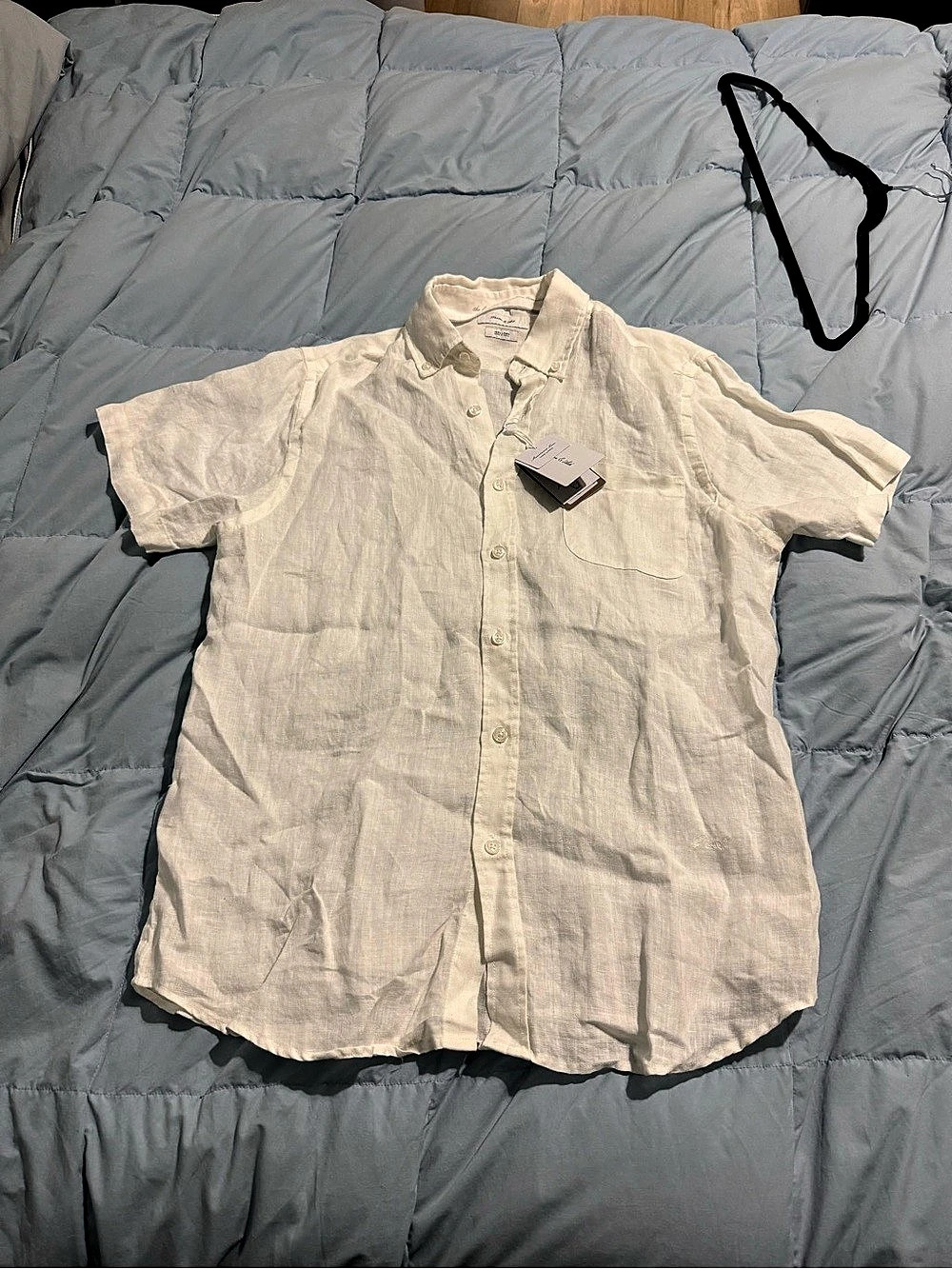 Porter & Ash Linen White Short Sleeve Button Down Shirt M NWT